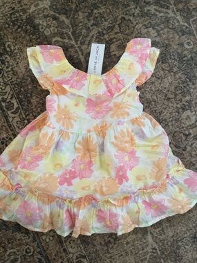Janie and Jack Floral Summer Dress - White, Purple, Peach, Yellow